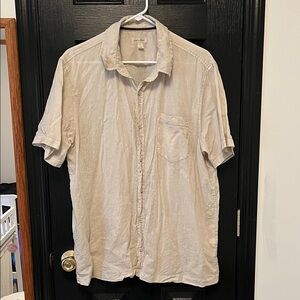 Men's Beige Short Sleeve Button Down